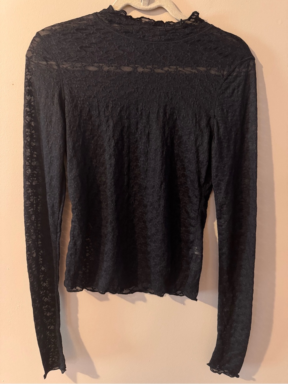 NWOT Intimately by Free People From the Start Black Sheer Lace Mockneck - size s - Picture 2 of 7